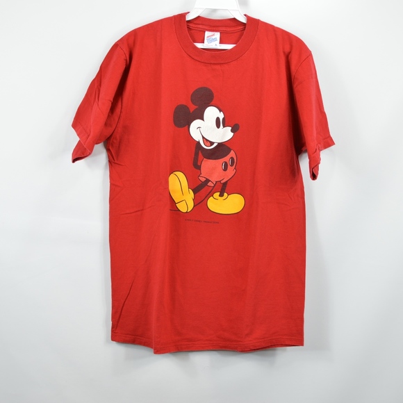 Jerzees | Shirts | Vintage 8s Mens Large Mickey Mouse T Shirt Red ...